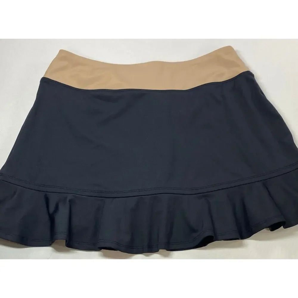Sincerely Jules Athletic Skort Women’s Large • Tan/Black • Ruffled Hem
